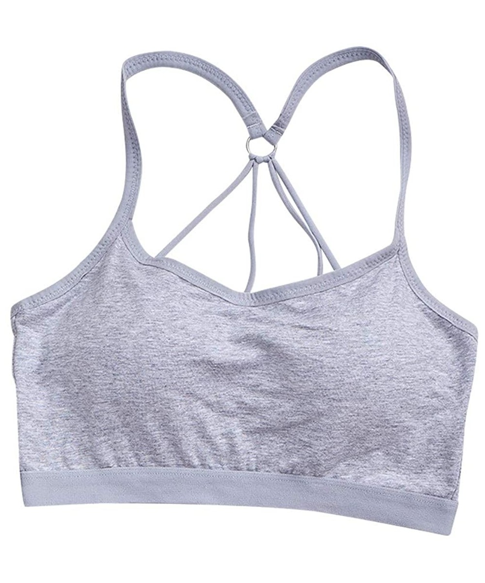 Bras Women Sexy Wireless Bra Top Vest Breathable Chest Pad Wearing Sports Underwear - Gray - CW190TL95RS