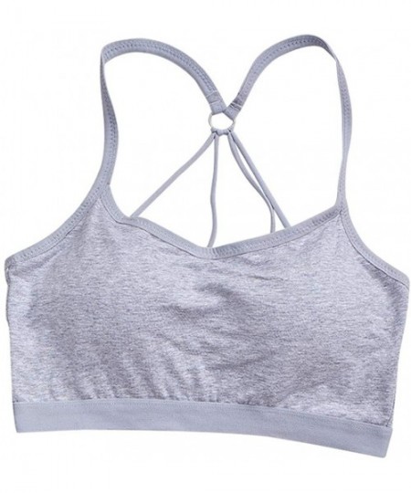 Bras Women Sexy Wireless Bra Top Vest Breathable Chest Pad Wearing Sports Underwear - Gray - CW190TL95RS