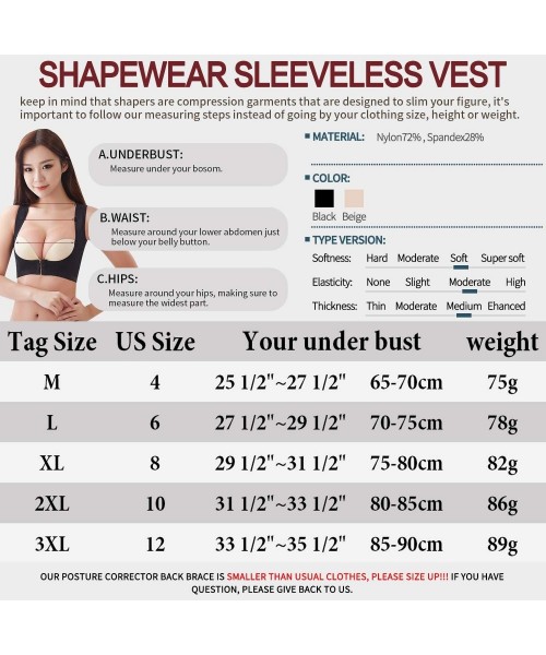 Shapewear Women Posture Corrector Back Brace Push up Bra Back Chest Support Sleeveless Tank Top - 1 Beige - CZ18W43HHXC