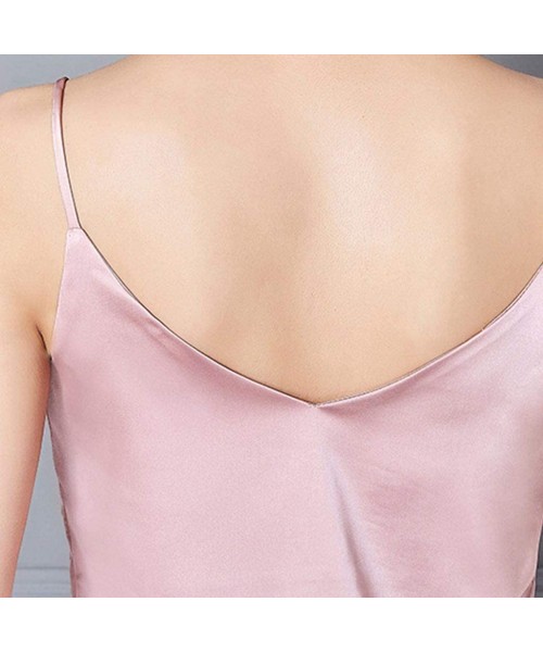 Thermal Underwear Tank Crop Tops Women Sexy Silk Ladies Tops Camisole Bottom Blouse Soft Satin Shirt - Pink - CE197O4LHXK