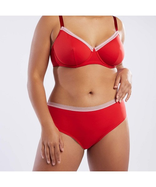 Panties Women's Curvy Stretch Microfiber Hipster - Goji Berry Red - CO18UUL8ECY