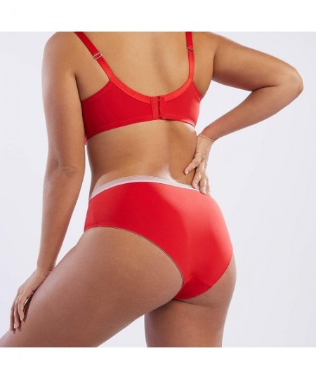 Panties Women's Curvy Stretch Microfiber Hipster - Goji Berry Red - CO18UUL8ECY