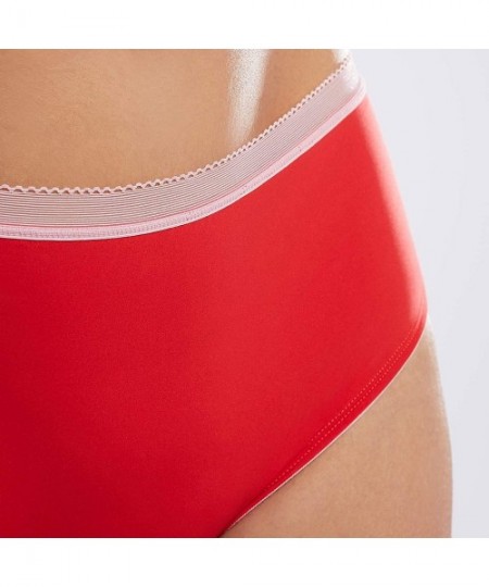 Panties Women's Curvy Stretch Microfiber Hipster - Goji Berry Red - CO18UUL8ECY