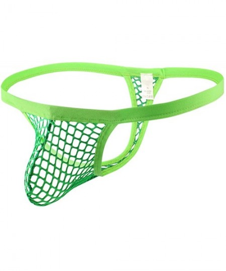 G-Strings & Thongs Men's See Through Fishnet G-String Tong Underwear Transparent Underwear - Green - CP18ZICCZ3H