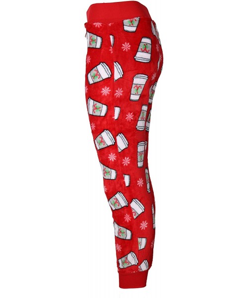 Bottoms Women's Plus Size Plush Jogger Pajama Jogger Pants - Red Lattes - CO18AROKXW8