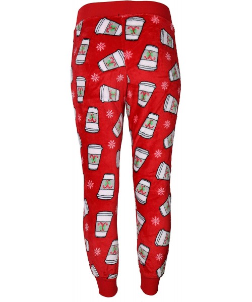 Bottoms Women's Plus Size Plush Jogger Pajama Jogger Pants - Red Lattes - CO18AROKXW8