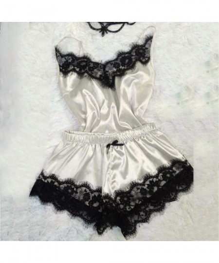 Sets Sexy Lingerie Lace Sleepwear Women's Pajama Set Cute Cami Top and Shorts Pijama Mujer - B - CA199XGAI89