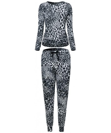 Thermal Underwear Sweatsuits for Women Leopard Print 2 Piece Tracksuit Sweat Suits Jogger Sets Outfits - A-gray - CO18AGIM6WR