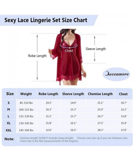 Baby Dolls & Chemises Women's Lingerie Nightgown Babydoll Sleepwear Lace Chemise Thong and Robe - Violet - CU18LADXWGA