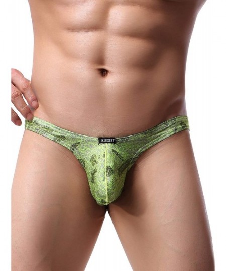 G-Strings & Thongs Men's Camouflage Thong Underwear Big Pouch T-Back Under Panties Enhance Underwear - Green - CQ199CNOY5I