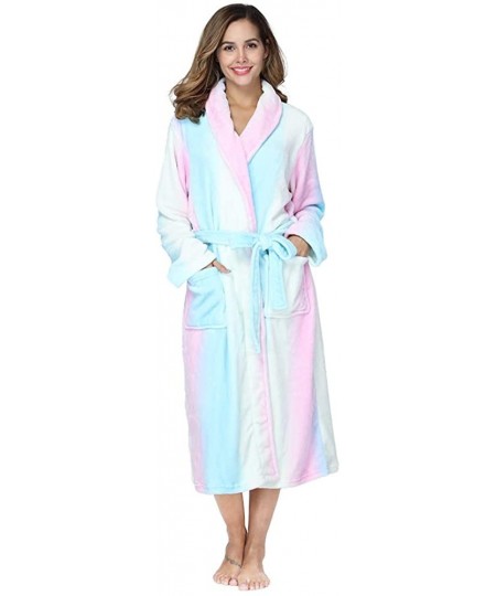 Robes Fleece Robes for Women Plush Soft Warm Long Bathrobe with Pockets - Rainbow - CM18TL7CIO6