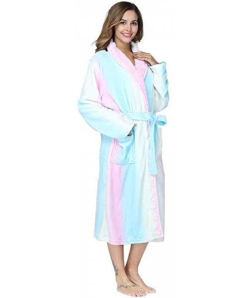 Robes Fleece Robes for Women Plush Soft Warm Long Bathrobe with Pockets - Rainbow - CM18TL7CIO6