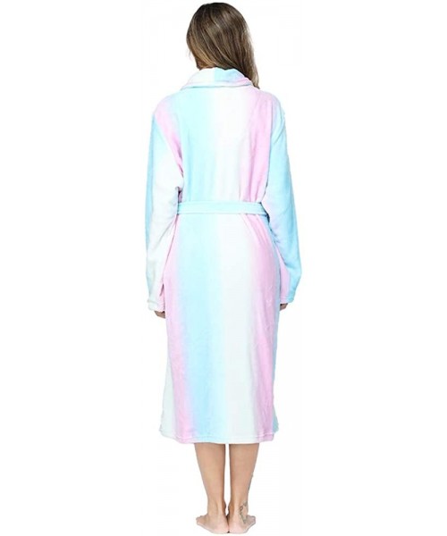 Robes Fleece Robes for Women Plush Soft Warm Long Bathrobe with Pockets - Rainbow - CM18TL7CIO6