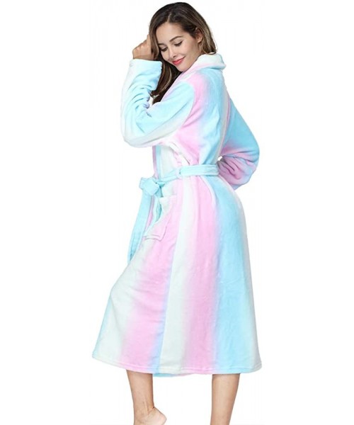 Robes Fleece Robes for Women Plush Soft Warm Long Bathrobe with Pockets - Rainbow - CM18TL7CIO6