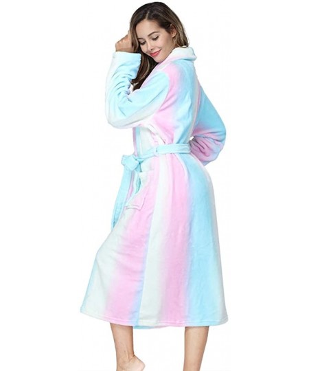 Robes Fleece Robes for Women Plush Soft Warm Long Bathrobe with Pockets - Rainbow - CM18TL7CIO6