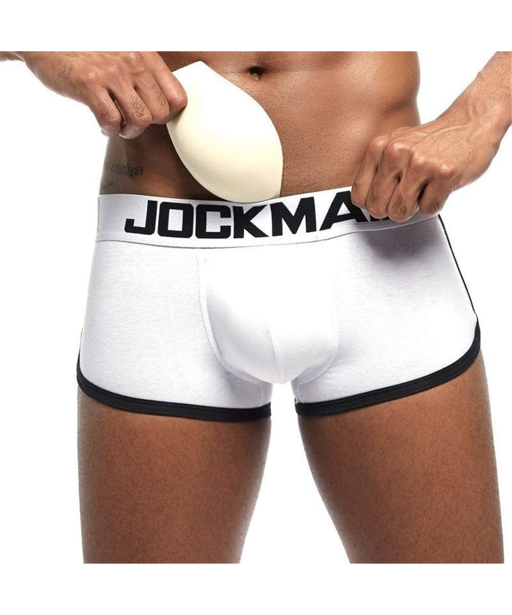 Mens Sexy Underwear Boxers Pouch Front Sexy Push Up Cup Bulge Enhancing Back Hip White 4451