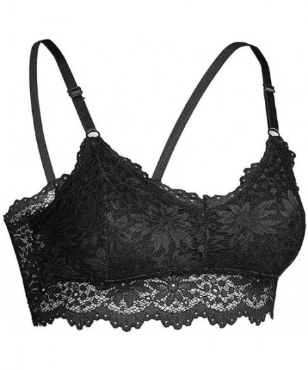 Slips 1PC New Women Lace Plus Size Vest Wireless Bra Lingerie Sexy Underwear Camisole - Black - C518YGK08LD