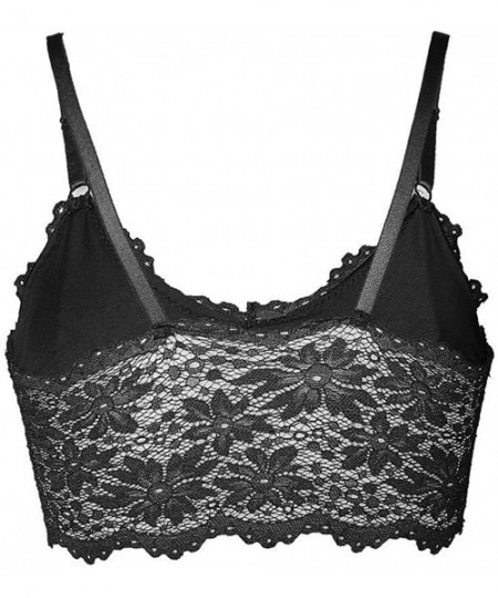 Slips 1PC New Women Lace Plus Size Vest Wireless Bra Lingerie Sexy Underwear Camisole - Black - C518YGK08LD