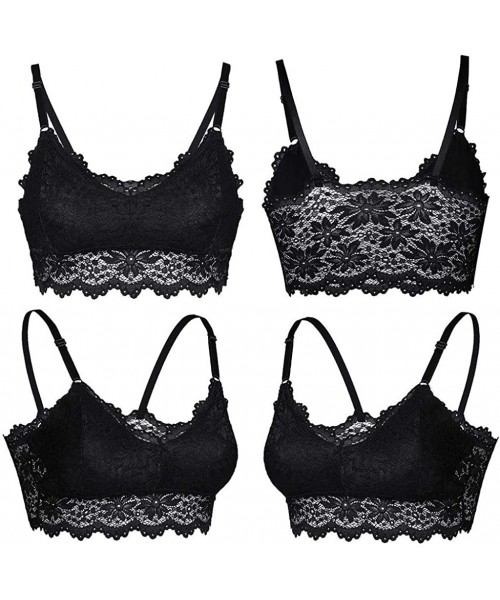 Slips 1PC New Women Lace Plus Size Vest Wireless Bra Lingerie Sexy Underwear Camisole - Black - C518YGK08LD