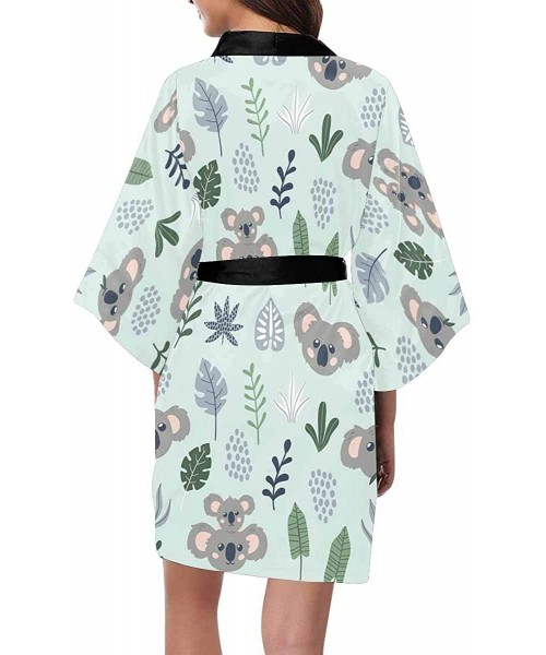 Robes Custom Cute Cartoon Koala Tropical Leaves Women Kimono Robes Beach Cover Up for Parties Wedding XS 2XL Multi 1 - C0190Y...