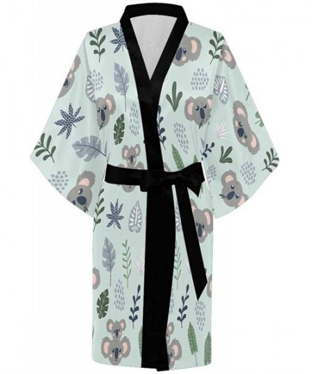 Robes Custom Cute Cartoon Koala Tropical Leaves Women Kimono Robes Beach Cover Up for Parties Wedding XS 2XL Multi 1 - C0190Y...