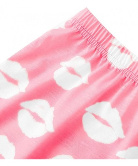 Sets Women's Sleepwear Face Print Top and Red Lip Shorts Pajama Set - Pink - CI18WQXCE3R