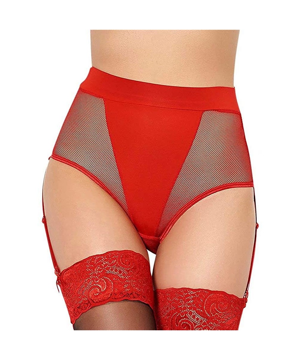 Garters & Garter Belts Size Deep Wide High-Waisted Women's Garter Belt Lingerie Set Suspender Belts - Red-2 - CQ19C2Z95TR