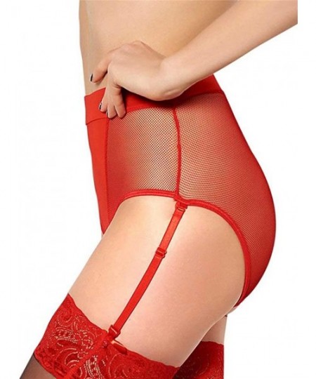 Garters & Garter Belts Size Deep Wide High-Waisted Women's Garter Belt Lingerie Set Suspender Belts - Red-2 - CQ19C2Z95TR