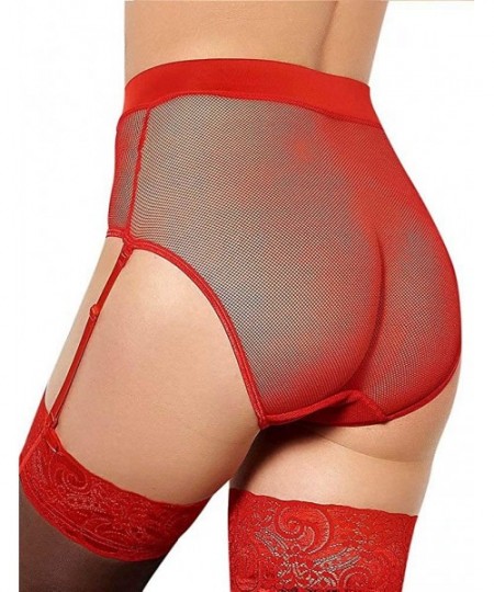 Garters & Garter Belts Size Deep Wide High-Waisted Women's Garter Belt Lingerie Set Suspender Belts - Red-2 - CQ19C2Z95TR