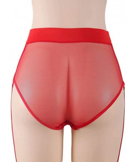 Garters & Garter Belts Size Deep Wide High-Waisted Women's Garter Belt Lingerie Set Suspender Belts - Red-2 - CQ19C2Z95TR