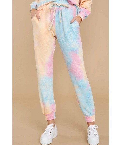 Sets Women's 2pcs Tie Dye Sweatsuit Pullover Shirts and Drawstring Sweatpants Set - Hoodie-pink - C6199E3YCX2