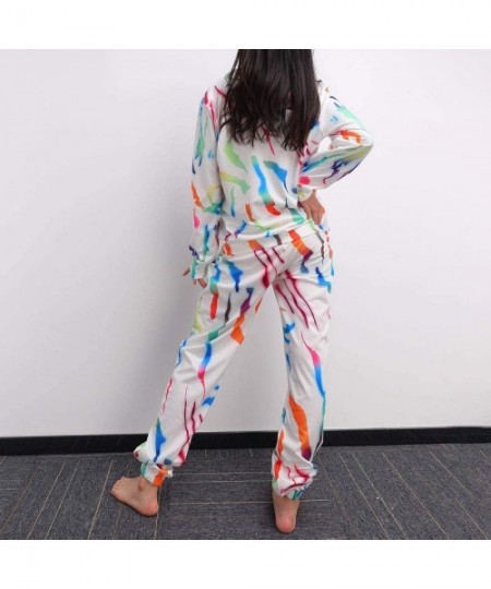 Sets Women Casual Loose Long Sleeve Pajamas Set Tie-dye Indoor Long Pants Sleepwear Nightwear - A - CN190LDS3D3