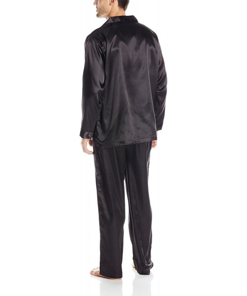 Sleep Sets Classic Mens Satin Pajama - Black - CW11WJ1AMZR