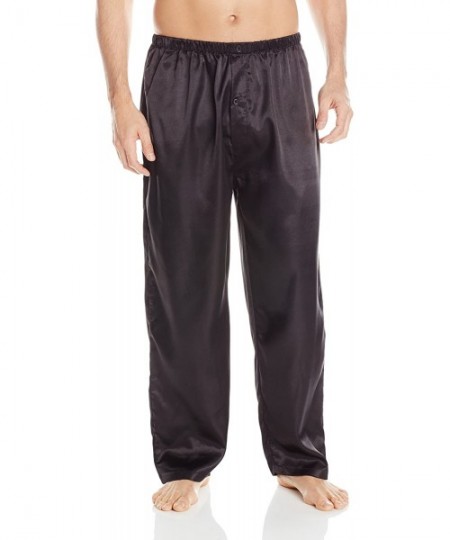 Sleep Sets Classic Mens Satin Pajama - Black - CW11WJ1AMZR