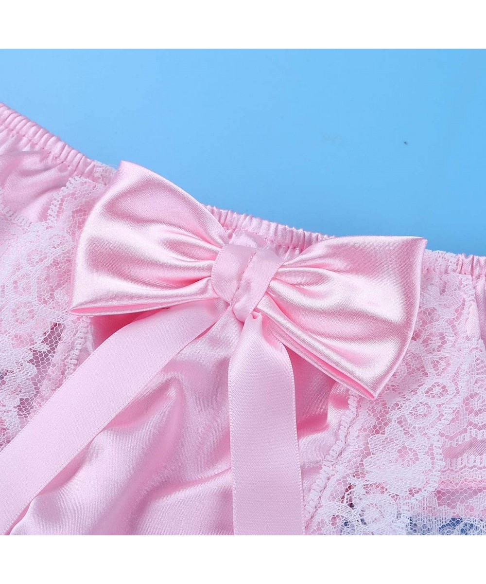 Men's Satin Frilly Sissy Pouch Panties Bownot Girly Bikini Briefs ...