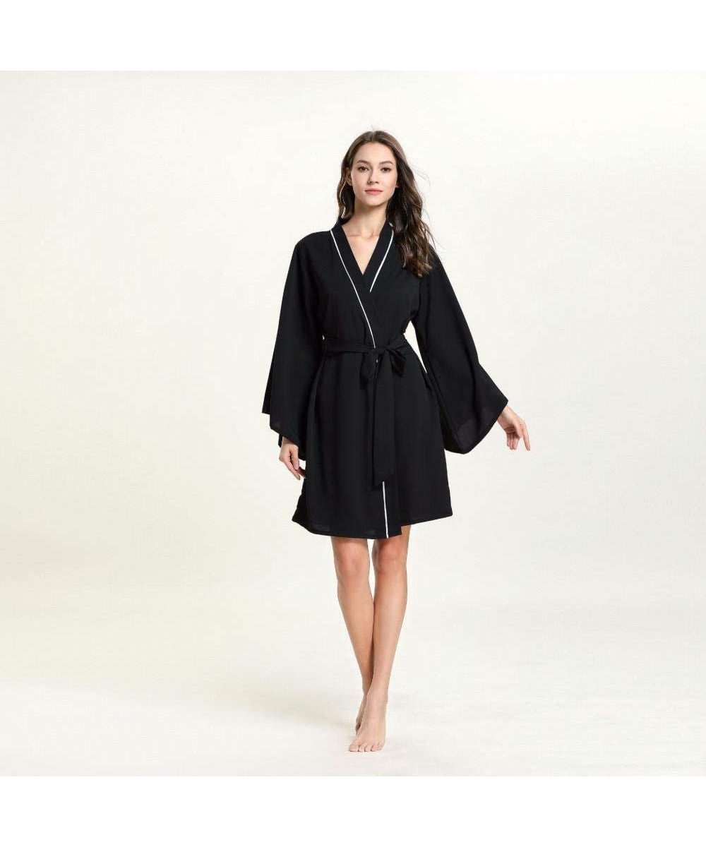 Nightgowns & Sleepshirts Breathable Homewear Ladies Nightgown Simulated Pajamas-Black_XL - CP199QUCW86