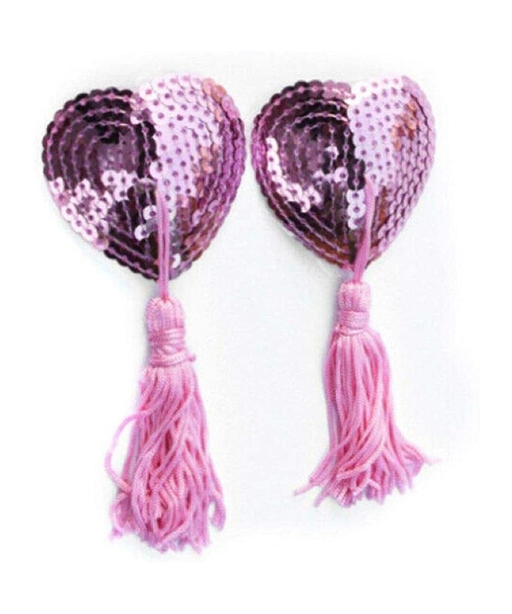 Accessories 1Pair Luxury Nipple Tassel Intricate Heart Shaped Breast Bra Lingerie Burlesque Sexy - Pink - CN199UGLSUY