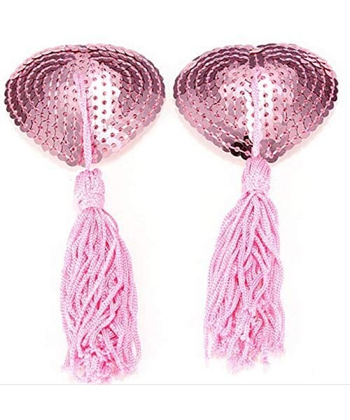 Accessories 1Pair Luxury Nipple Tassel Intricate Heart Shaped Breast Bra Lingerie Burlesque Sexy - Pink - CN199UGLSUY