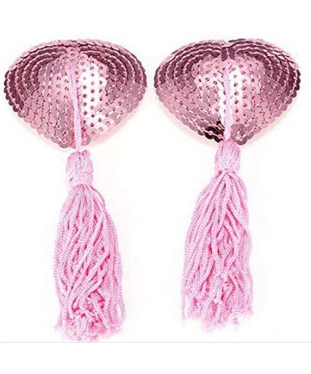 Accessories 1Pair Luxury Nipple Tassel Intricate Heart Shaped Breast Bra Lingerie Burlesque Sexy - Pink - CN199UGLSUY