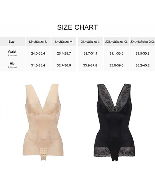 Shapewear Women's Lace Body Shaper Corset Tummy Control Body Briefer Bodysuit Shapewear - Black - CM18QSU4AYR