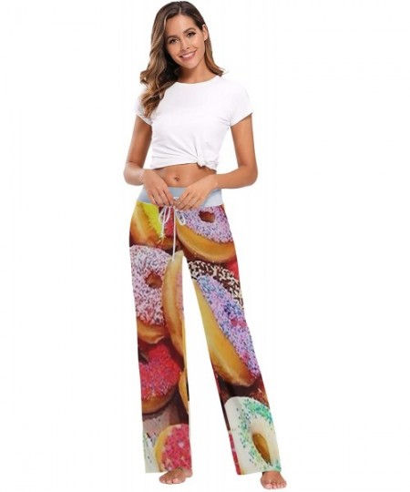 Bottoms Womens Pajama Pants Colorful Donuts Drawstring Sleepwear Pants Lounge Yoga Pants Wide Leg Pants for All Seasons Black...