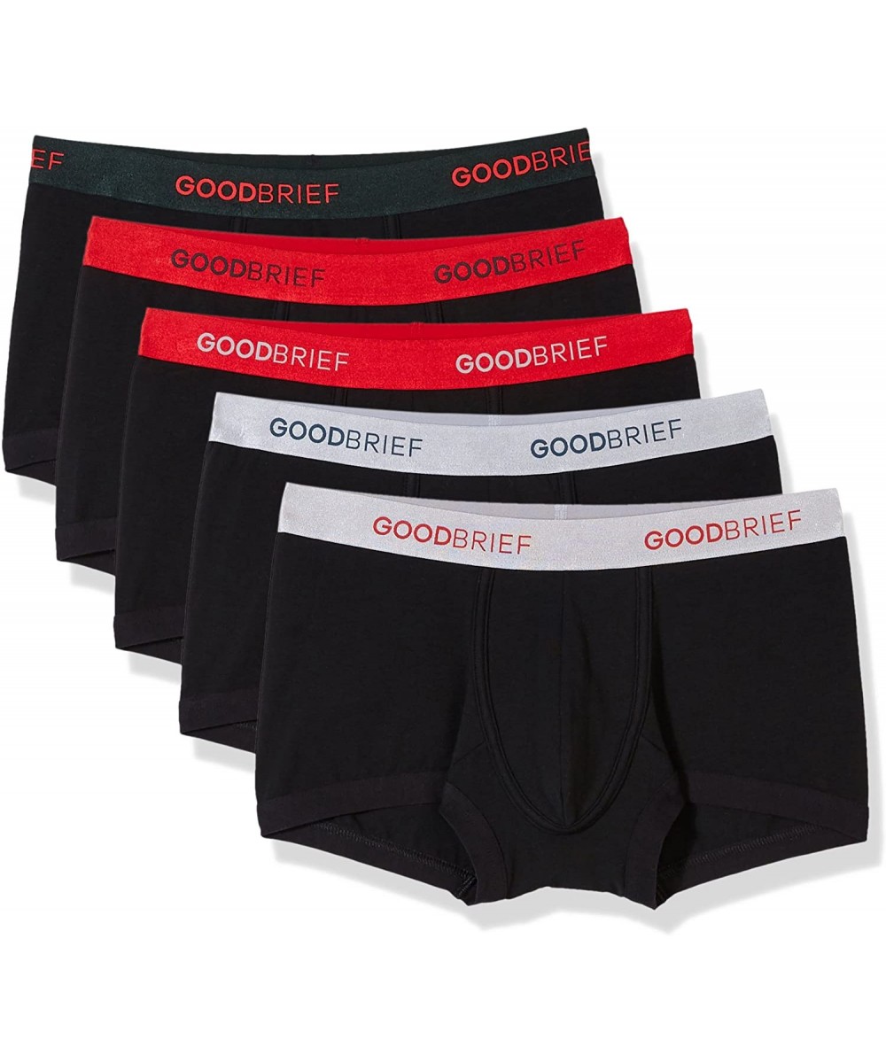 Boxer Briefs Men's 5-Pack Cotton Stretch Low Rise Trunk Multi Color Waistband - Black - CV189SL5SI6