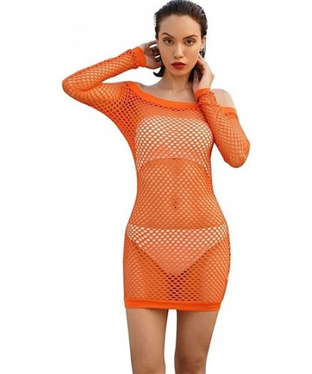 Nightgowns & Sleepshirts 2020 Women Elastic Fishnet Dress Sexy Mesh Hollow Out Mini See Through Dress Sleepwear Nightgown Bla...