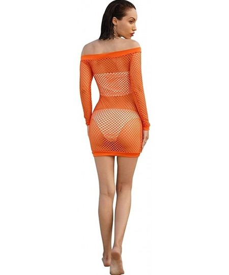 Nightgowns & Sleepshirts 2020 Women Elastic Fishnet Dress Sexy Mesh Hollow Out Mini See Through Dress Sleepwear Nightgown Bla...