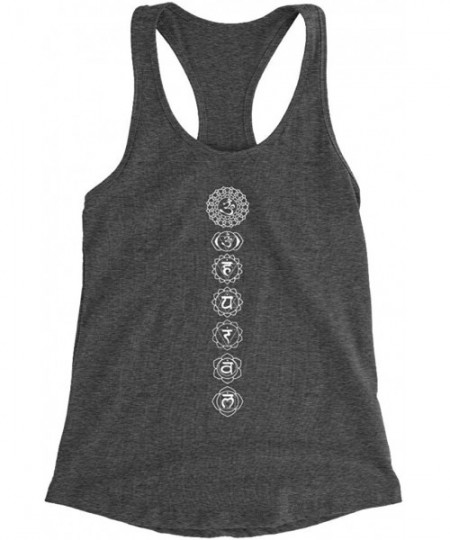 Camisoles & Tanks The Seven Principle Chakras Triblend Racerback Tank Top - Charcoal Grey - C11982Q6SH3