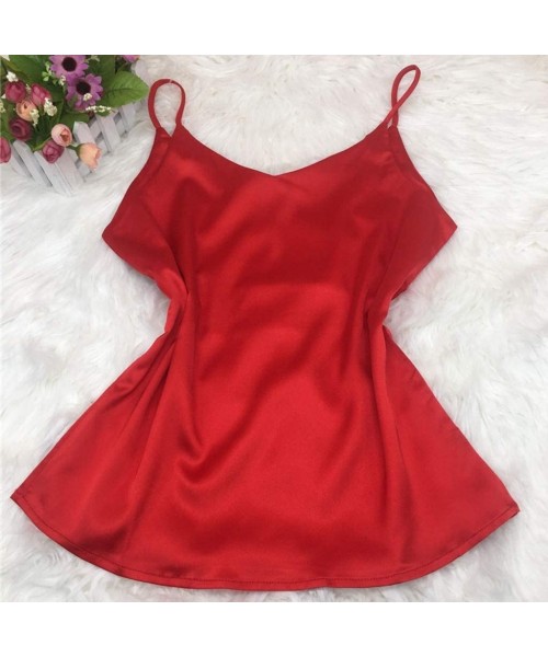 Camisoles & Tanks Women Satin Cami Pamaja V Neck Spaghetti Strap Camisole Tank Tops Silky Satin Sexy Sleepwear Ladies Nightwe...