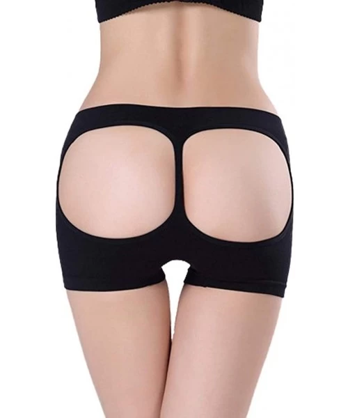 Shapewear Women's Cut Out Body Shaper Butt Lifter Thigh Slimming Enhance Panties High Waist Open Butt Shapewear - Black 1 - C...