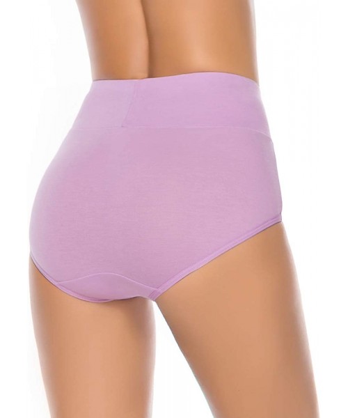 Panties Women's 5 Pack High Waist Cotton Underwear Solid Color Briefs Panties for Women - Light Color- Solid - CV18HQQAICO