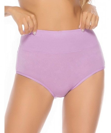 Panties Women's 5 Pack High Waist Cotton Underwear Solid Color Briefs Panties for Women - Light Color- Solid - CV18HQQAICO