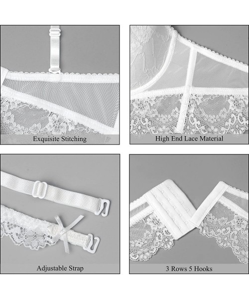 Bras Women Comfort Sexy Embroidered Lace Underwear Lightly Padded Push Up Everyday Bra with Gift Panty - White - CM188GAL9G0